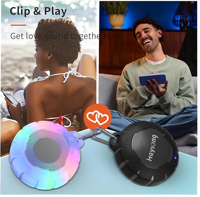 HEYSONG Waterproof Shower Bluetooth Speaker, Durable & Portable with Clear Sound, Ideal for Shower, Pool, Beach & Kayaking – Great Gift for All Ages