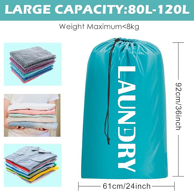 Sylfairy Laundry bags, 2 Pack Travel Laundry Bag for Dirty Clothes with Drawstring, Heavy Duty Laundry Bag for Traveling Camping, Easy Fit a Laundry Hamper or Basket Travel Essentials