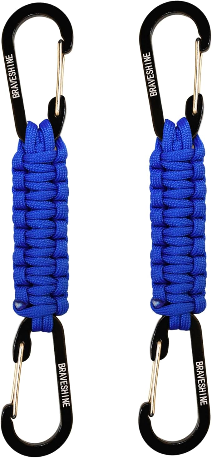 BRAVESHINE Paracord Keychain Carabiner Clip, D Ring Lanyard Hanger Stroller Hook for Water Bottle, Key, Backpacks, Men, Women