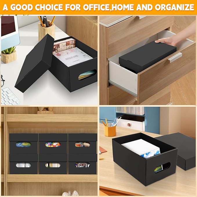 6PCS Photo Storage Box for 4"x6" Photos,10.2“ x 6.5“ x 4.7“ Picture Box Store and Protect Pictures,Documents Black