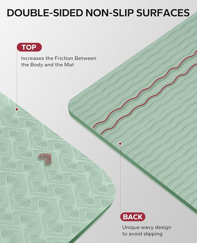 HAPBEAR Extra Large Yoga Mat - 72"x48"/78"x54", 1/4" & 1/3" Thick, Non-Slip, Durable, Eco-Friendly, Wide Exercise Mat for Home Workouts, Yoga, Pilates, Stretching, Meditation (Barefoot Exercise)