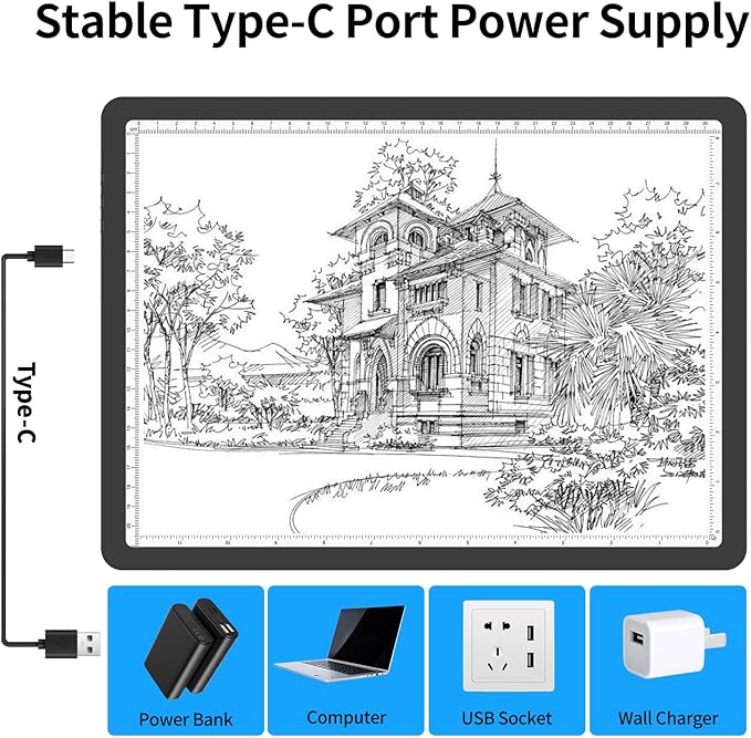 TOHETO A4 Light Board for Diamond Painting, Super Bright Magnetic Light Pad with Side Buttons, Lightbox for Tracing and Drawing, Corded Light Table for Sketching, Animation, Weeding Vinyl (Black)