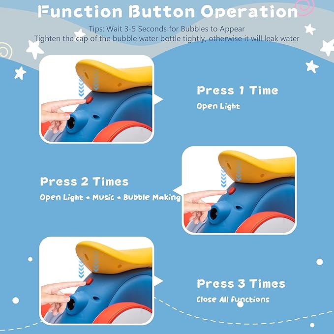 6V Electric Baby Balance Bike with Bubble Machine,4 in 1 Toddler Balance Bike w/Remote for 1 Year Old Boys Girls Kids Bubble Bike Ride on Toys w/Powered Motor,Music,LED Lights (Blue&Red)