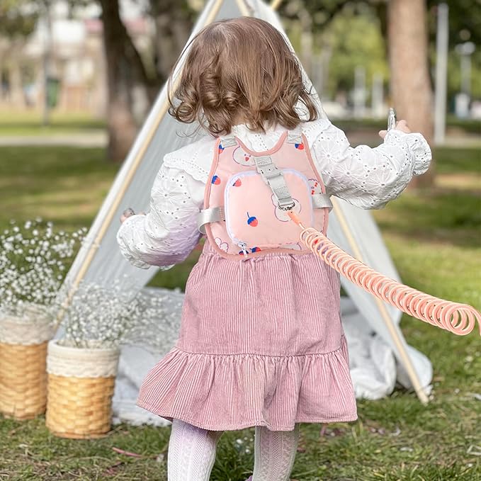 Accmor Toddler Harness Leash, Collapsible Cute Rabbit Kids Leash + Anti Lost Wrist Link for Outdoor Travel, Soft Child Walking Harness Tether Wristband Assistant Strap Belt Protector for Baby Girls