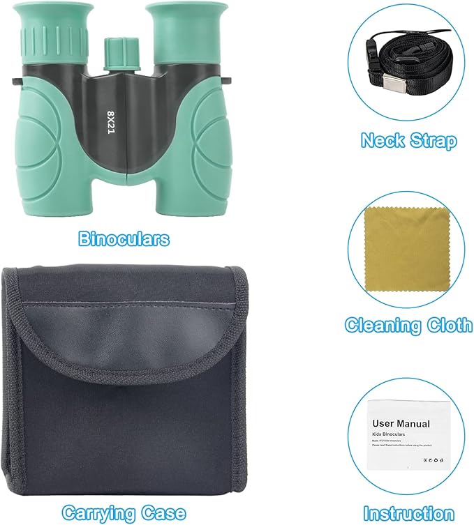 MAKINO Binoculars for Kids, Gifts for 3-12 Year Boys Girls, Compact Kids Binoculars 8x21 High-Resolution for Bird Watching, Camping, Exploration, Hiking, Hunting, Sports Events and Safari Park