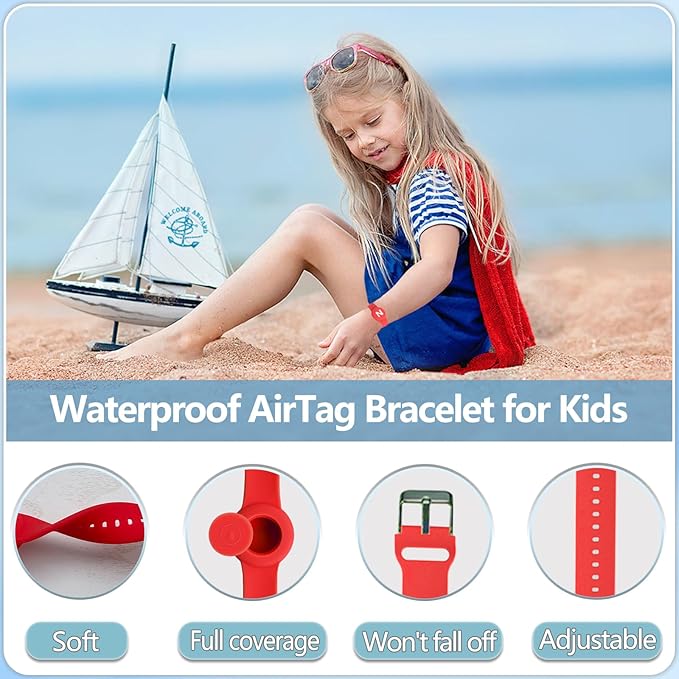 Waterproof Bracelet for AirTag Kids, Personalized Initial Letter Hidden Holder Compatible with Air Tag, Silicone Case for Airtag Adjustable Anti-Lost GPS Tracker for Toddler Child Elder, N