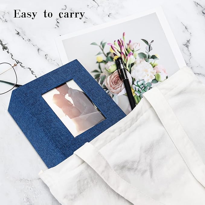 Vienrose Photo Album 4x6 100 Pages Photos Linen Cover Picture Book with Front Window for Baby Wedding Children