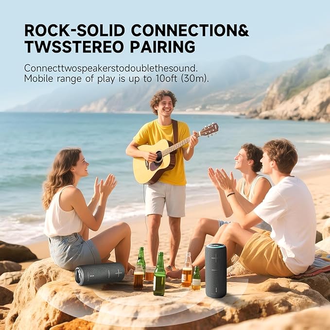 Portable Bluetooth Speaker, 30W 360° Surround Sound IPX7 Waterproof Wireless Golf Speakers,Outdoor Loud TWS Speaker,for Beach,Party,Camping Gift,8H Playtime