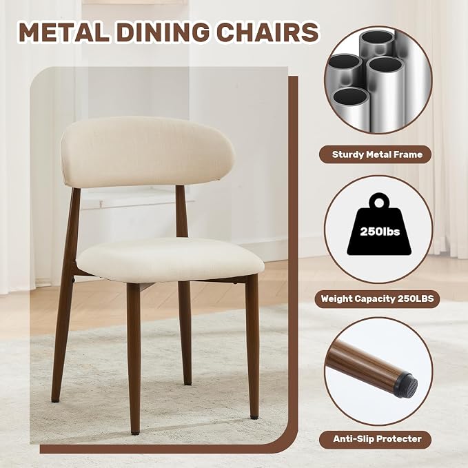 UVV Dining Chairs Set of 6, Metal Kitchen Chairs - Image 8