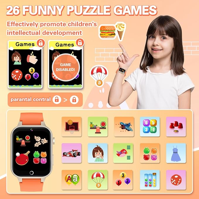 Kids Smart Watch Girls Gift for Girls Aged 6-12, HD TouchScreen Kids Watch with 26 Games Video Camera Music Pedometer Audiostory Learn Card Educational Toys Birthday Gifts for Girls Ages 5 6 7 8 9