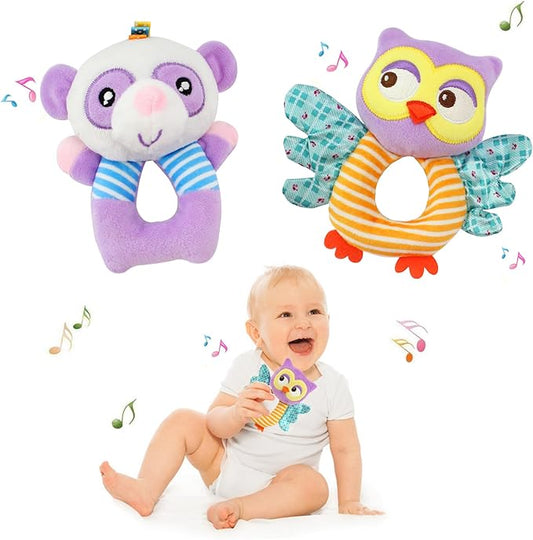 BLOOBLOOMAX Sock rattles for Babies 0-24 Months Baby Animal Foot Finder Educational Toys