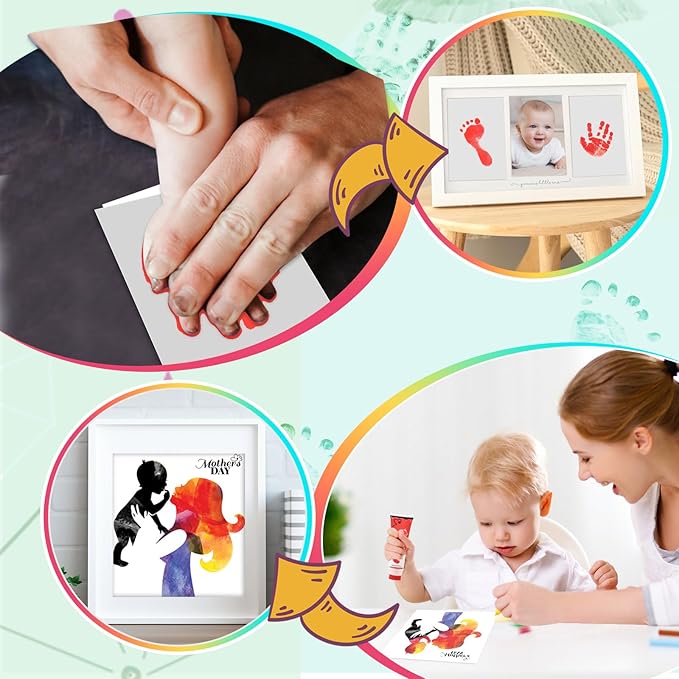Sortnic 75ml Red Baby Hand and Footprint Ink Kit, Baby Handprint Footprint Paint for Newborn Keepsake, Dog Cat Paw Print Kit, Washable, Non Toxic Acid-Free, Safe Gentle for Ideal New Mom Gifts