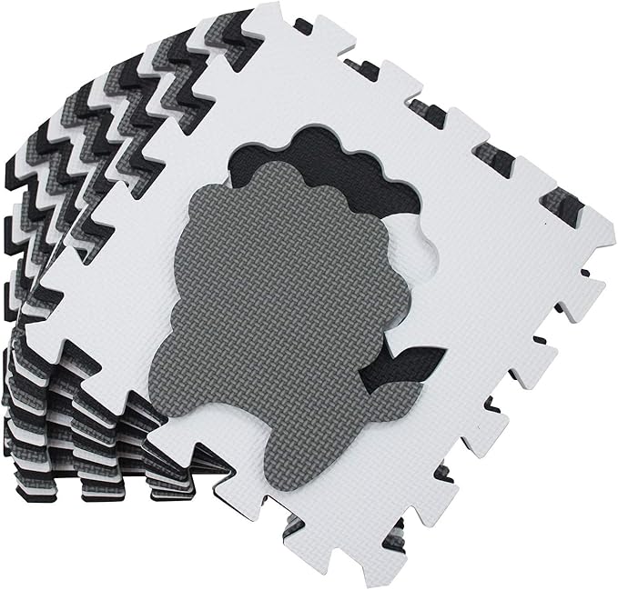 qqpp EVA 18 Tiles Baby Play Mat for Playing, Interlocking Foam Floor Mats for Tummy Time & Crawling, Flooring Tiles with Animals Puzzle for Kids. QP-51(ADL) b18N