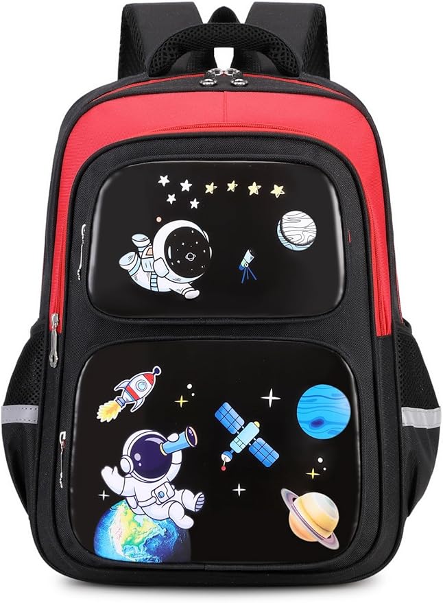 Cartoon Backpack for Boys, 17 Inch Kids Space Backpack for Children Teens Waterproof School Travel Backpacks