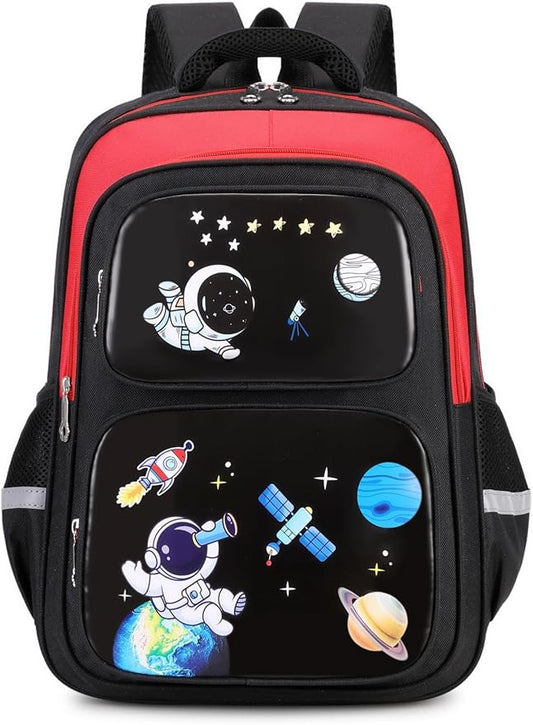 Cartoon Backpack for Boys, 17 Inch Kids Space Backpack for Children Teens Waterproof School Travel Backpacks
