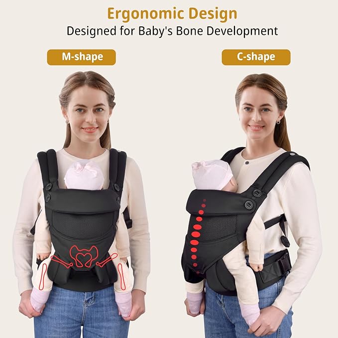 New Upgrade Ergonomic Baby Carrier Newborn Toddler Wrap Carrier,Hands Free Baby Sitting Sling,Breathable,Perfect for Infants/Chest Sling for Babies Shower Gift (Ink-Black, Upgrade-with Belt)