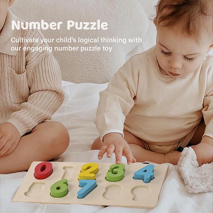 Shape Sorter - Wooden Pound A Ball and Montessori Number Puzzle Set for Babies - Educational Sorting Game with Storage Car for Toddlers