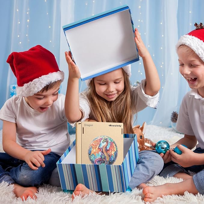 Wooden Puzzles for Adults, Dragon Puzzle Color Challenge Jigsaw Puzzles 200 Piece (Medium,10.9x11.5 in) Thickened Unique Shapes Family Reunion Puzzle, Best Gift for Adults and Kids