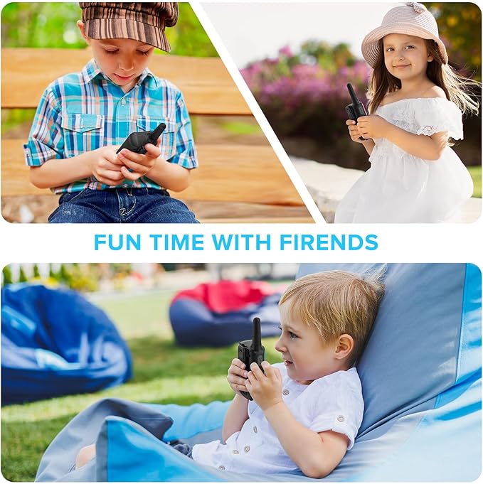 WokTok Kids Adult Suitable Walkie Talkie, Rechargeable, Outdoor Camping Game Toys, Birthday Gift, Suitable for 8-12 3-5 Years Old Boys and Girls 2-Way Long Distance Radio, 4 Packs