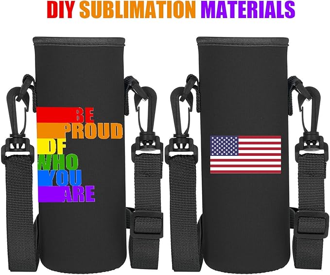 Rtteri 6 Pcs Neoprene Water Bottle Carrier Bag with Adjustable Shoulder Strap 32oz Insulator Water Bottle Cover Holder Cooler Sleeve for Stainless Steel/glass/plastic (Black)