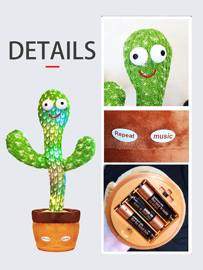 Cactus Baby Toy can be Adjusted Volume, Dancing Singing Musical Gift with LED Light. Baby Toy for Kids Talking Smart Toys, Talking Cactus Exquisite Yarn Bag Packaging