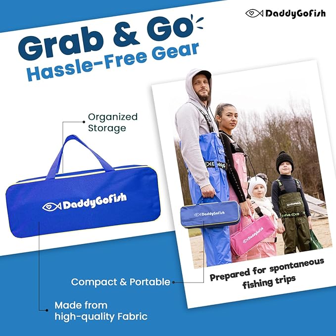 DaddyGoFish Kids Fishing Pole - Rod Reel Combo Tackle Box Starter Set - First Year Small Gear Kit for Boys Girls Toddler Youth Age Beginner Little Children