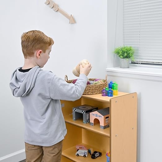 Children’s Factory Value Line Narrow 3-Shelf Toddler Bookshelf and Toy Organizer Shelves for Daycare, Playroom, Preschool