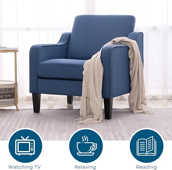 VINGLI Modern Accent Chairs Set of 2, Upholstered Sofa Chair Reading Chair - Image 5