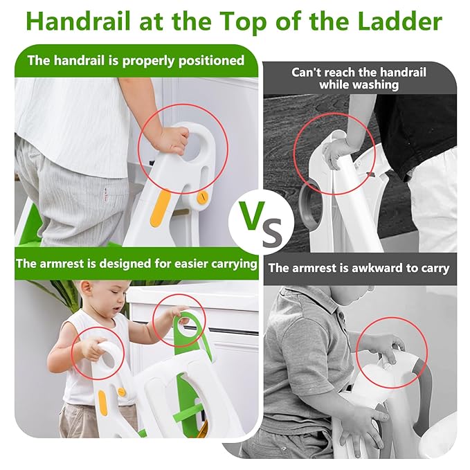 Potty Training Seat: 2 in 1 Design Potty Seat for Toilet & Nursery Step Stool for Sink Potty Training Toilet with Height Adjustable Ladder for Kids of All Ages (YGreen)