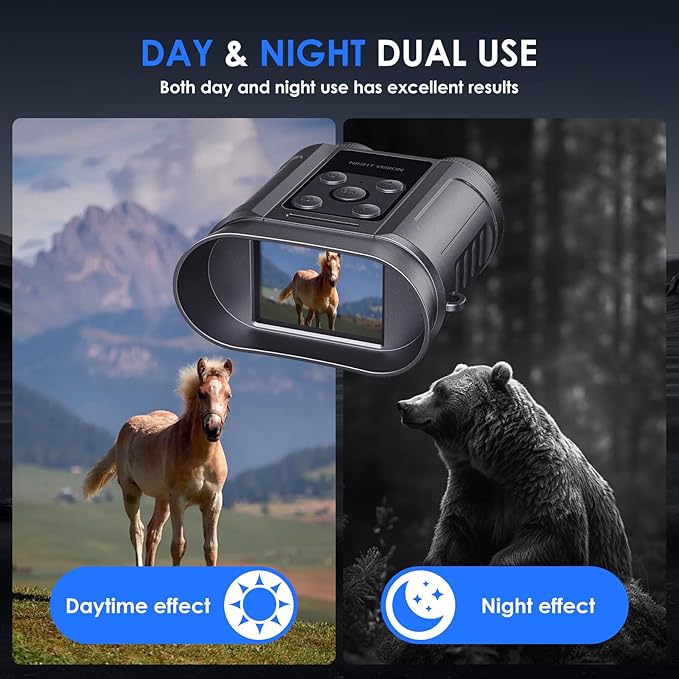 Night Vision Goggles,Compact Night Vision Binoculars,32GB Card Included, Photo/Video Capture,Outdoor Tools for Education, Wildlife Watching,Gifts for Boy, Gifts for Men, Gifts for Father (Pearl Gray)