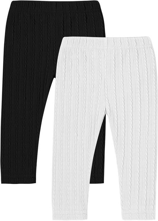 U·nikaka Toddler Baby Girls Pants Ribbed Infant Pants Leggings Toddler Baby Girl Bottoms Leggings 2 Packs
