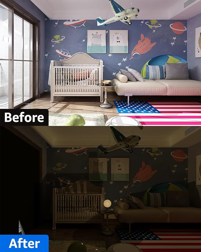 Sumobaby Blackout Curtains for Bedroom Portable 57"x64",No Drill Blackout Shades with Upgraded Hook&Loop Tapes,100% Black Out Window Cover,Thermal Insulated Blinds for Bedroom,Nursery(1 Panel,Black)