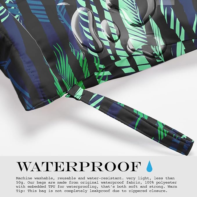 Wet Bag, Wet Dry Bag, Wet Bag for Swimsuit, Travel, Beach, Pool, Diapers, Dirty Yoga Gym Clothes, Makeup Bag, Waterproof Tropical Palm Leaves Decor Jungle Palm Leaf Favors