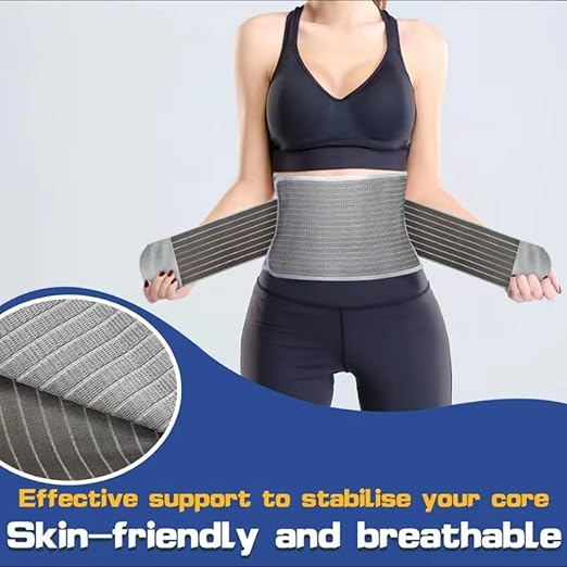 Postpartum Belly Band Wrap Back Support Natural Delivery Control Shapewear Binder Support Belt Girdle Women Tummy Control Waist Recovery Bamboo Charcoal Fiber (XL Grey)