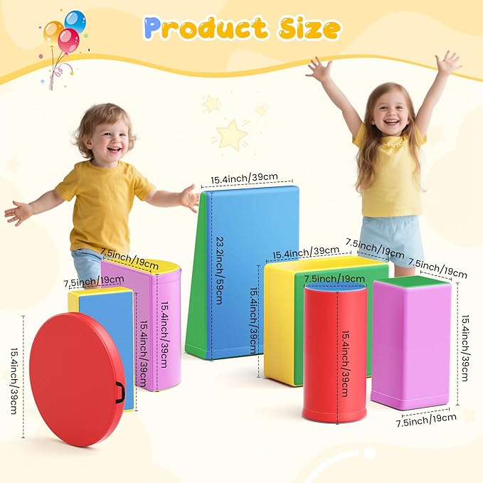 Lischwert Foam Climbing Blocks, Soft Climbing Toys for Toddlers, 9 Pieces Crawl and Climb Foam Playset with Cushion Pad, Indoor Climber Activity Play Set for Kids Age 1+(Colorful)