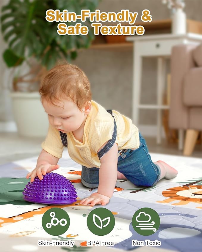 Premium Foam Baby Play Mat 50" x 50" – Removable & Machine Washable Cover, Extra Thick Padding Playpen Mat, Non-Slip Crawling Mat, Easy to Clean for Infants, Toddlers & Babies