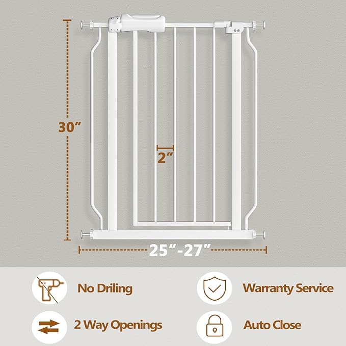 Fairy Baby Small Narrow Baby Gate for Doorways Stairs Hallway 25-27 Inch Wide, Pressure Mounted Walk Through Gates, Indoor Safety Child Gates for Kids or Pets