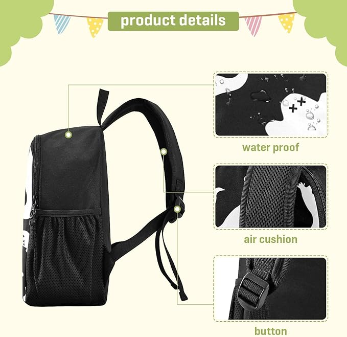 Toddler Backpack Halloween Ghost Waterproof Mini Backpack Boys/Girls Cute Small Backpack Kindergarten Pre School Bags 11 Inch