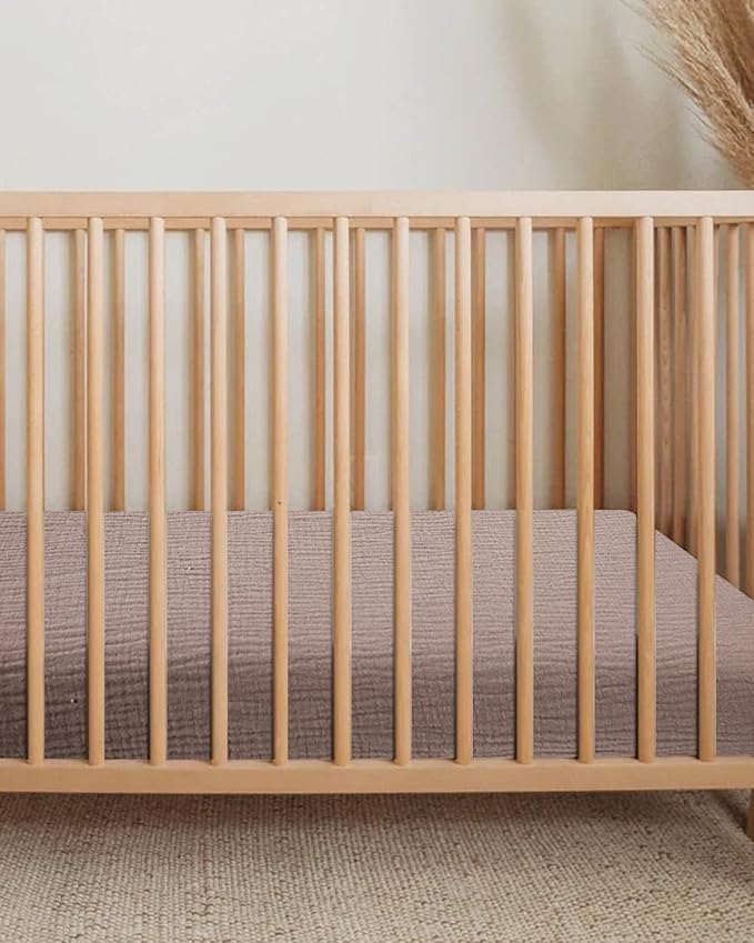 Bassinet Sheet for Baby Boy and Girl, Fitted Sheets for Rectangle, Oval, Hourglass Bassinet Mattress, Muslin Moses Basket Sheets with Neutral Style (Vintage Taupe)