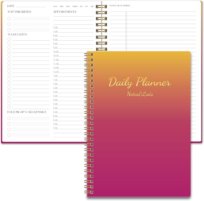 Cute Daily Planner Undated & To Do List Notebook for Work: With Hourly Schedule, 80 days Day on a Page Planner for Life Tasks - Day & Hour Agenda, Organizer Journal For Women or Men Purple