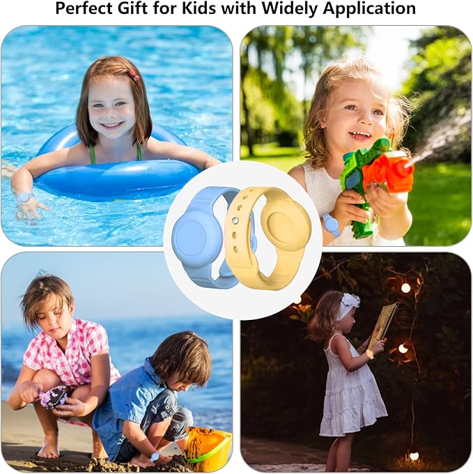 Waterproof Airtag Bracelet,2 Pack Luminous Hidden Airtag Wristband,Anti-Lost Silicone Air tag Holder Case,Air-tag Case Cover Watch Band GPS Tracker-Blue+Yellow