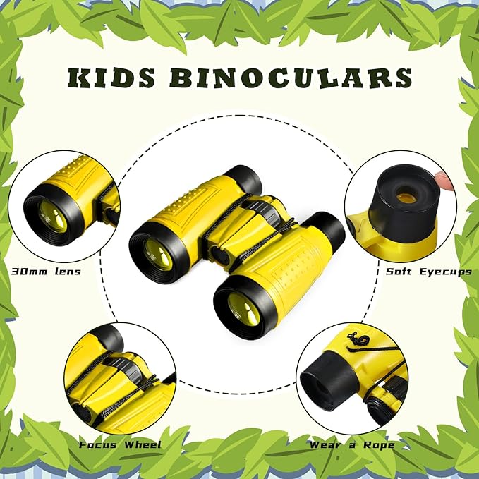 Libima 24 Pcs Binoculars for Kids Educational Compact Kids Binoculars with Neck String Toddler Telescope for Boys Girls Learning Bird Watching Camping Hiking Travel Safaris Birthday Gifts(Yellow)