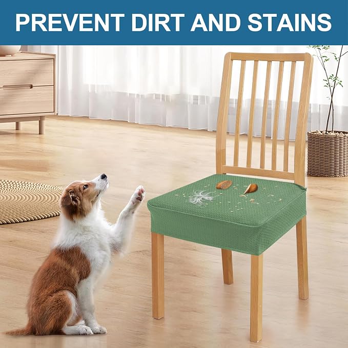 Smiry Waterproof Seat Covers for Dining Room Chairs Set of 2, Stretch Jacquard - Image 6