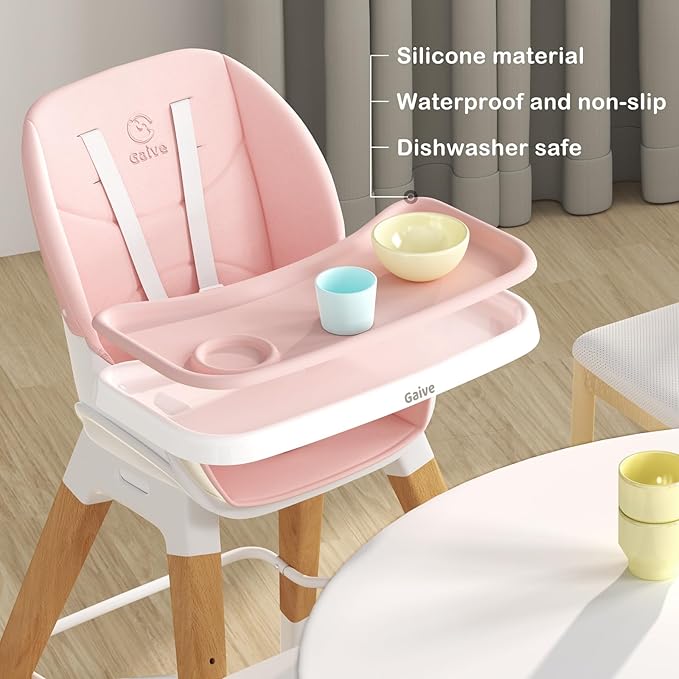 8 in 1 Highchair, Convertible Wooden Baby High Chair with Tray, Adjustable High Chair for Babies and Toddlers, Easy to Clean, Grow with Family|Booster|Learning Table|High Stool