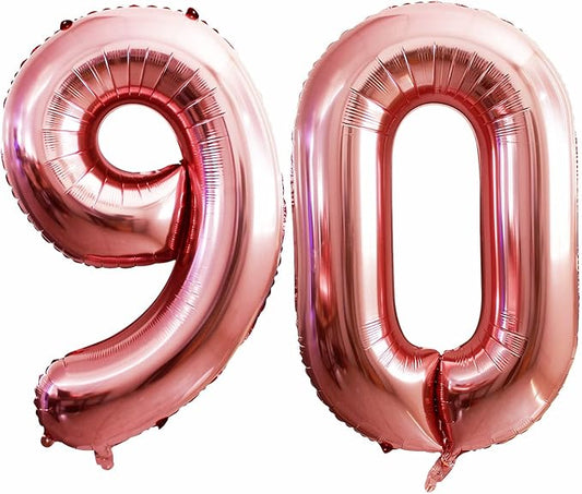 GOER Number 90 Balloons for 90th Birthday Party Decorations,42 Inch Jumbo Foil Helium Balloons for 90th Anniversary (Rose Gold)