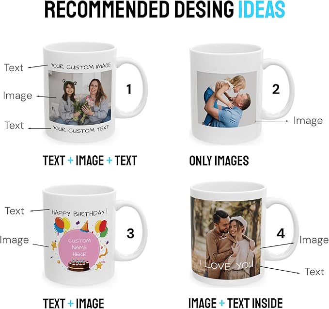 Personalized Coffee Mug – Custom Photo, Text, or Logo Ceramic Mug Tea Cup | Taza Personalizada with Picture or Message | Customized Gift Idea for Men & Women, Mom, Dad, Friends - White | 11oz