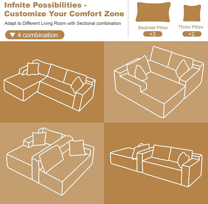AUGOP 108" Sectional Couches for Living Room Modern Modular Sofa - Image 9