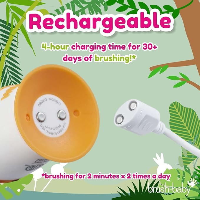 brush-baby WildOnes™ Rechargeable Kids Electric Toothbrush – Koala | Flashing Lights, 2-Min Timer, Waterproof, 3 Brush Heads | Toddler & Child Toothbrush Ages 0-10 | Soft Bristles