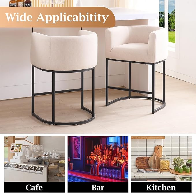 ClinQ 26" H Counter Height Bar Stools Set of 4, Modern Barrel Counter Stools - Image 4