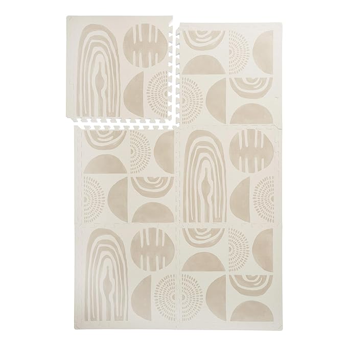 PopsyKosy Premium Exercise & Baby Foam Play Mats - Stylish & Large Non-Toxic Odorless Floor Mat - 6 Tiles - Spacious 6ft x 4ft - Peel-Resistant Reinforced Ver.- Soft Thick, Waterproof - Desert Sand